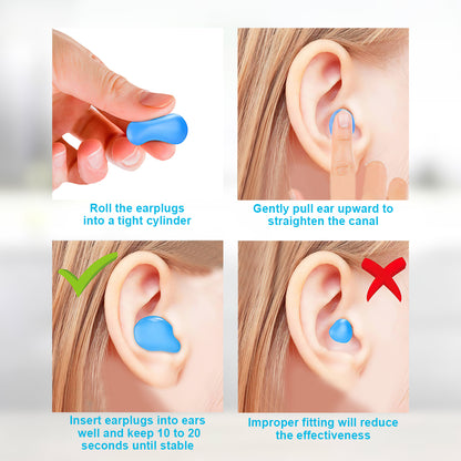 Comfortable 6 Pairs Silicone Ear Plugs in White and Blue
