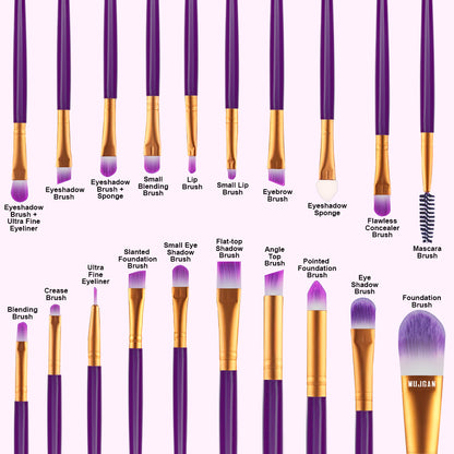 20 PCS Professional Makeup Brush Set (Pruple-Gold)
