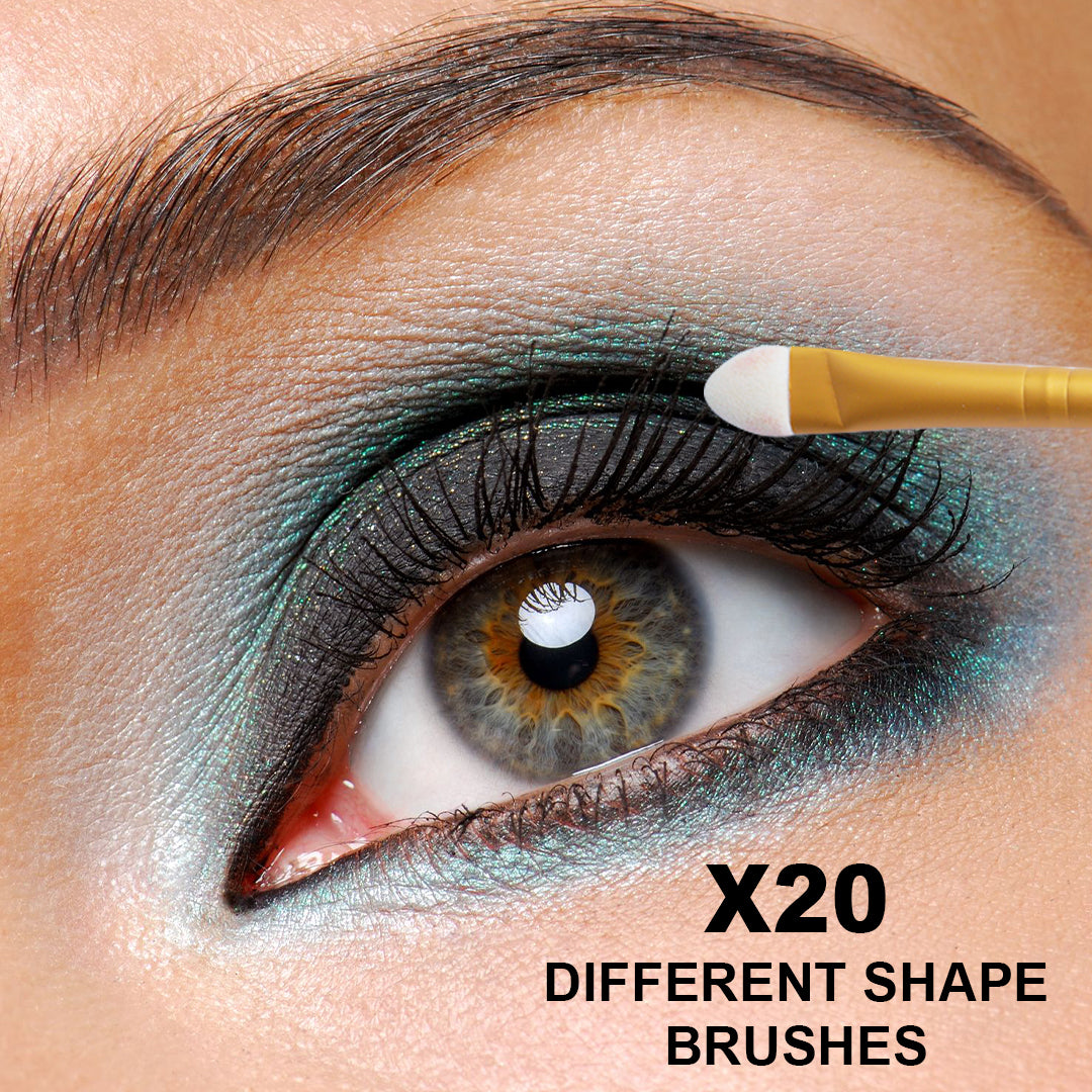 20 PCS Professional Makeup Brush Set (Pruple-Gold)