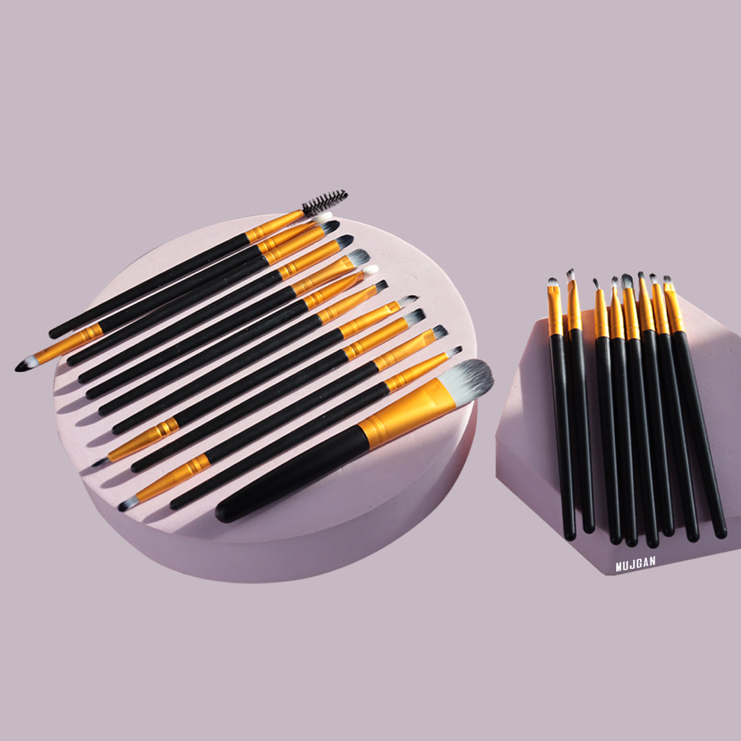 20 PCS Professional Makeup Brush Set (Black-Gold)