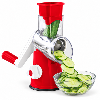 Manual Fruit & Vegetable Slicer Grater with 3 Attachments and Suction Base