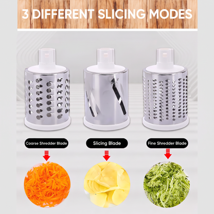 Manual Fruit & Vegetable Slicer Grater with 3 Attachments and Suction Base
