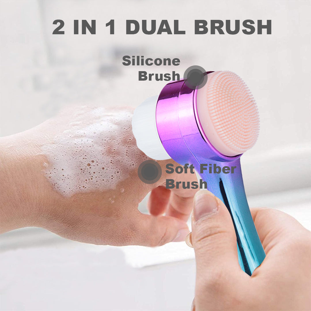 2 IN 1 Manual Facial Cleansing Brush (Rainbow)