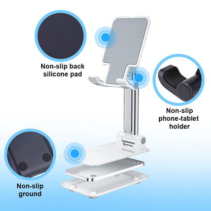 Adjustable Portable Foldable Phone and iPad Stand (White)