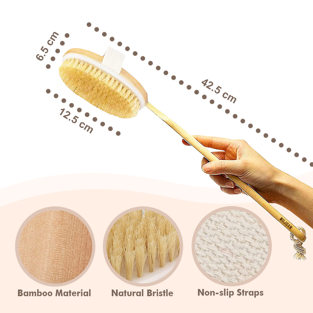 Ergonomic Long Handle Body Brush for Easy Cleaning Bamboo