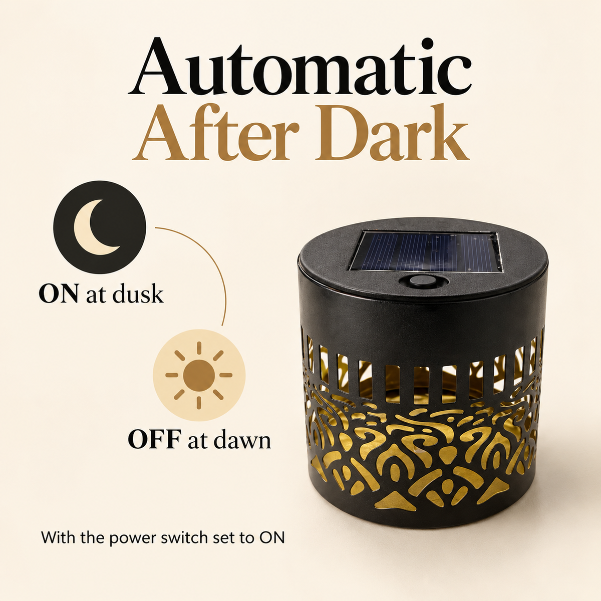 Automatic dusk-on and dawn-off operation