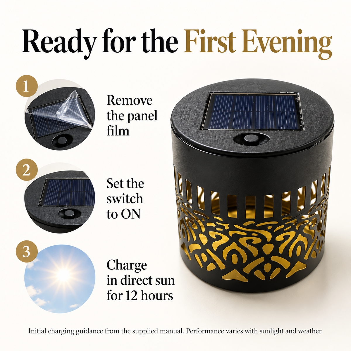 First-use charging and setup instructions