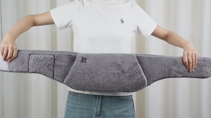 USB Heated Waist & Hand Warmer Belt with 3 Heat Levels – Soft Crystal Velvet Heating Wrap with Power Bank Pocket