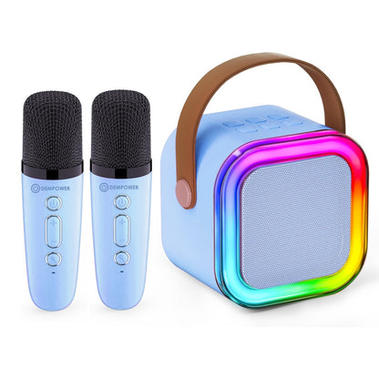Portable Bluetooth Karaoke Speaker with 2 Wireless Microphones and RGB Lights