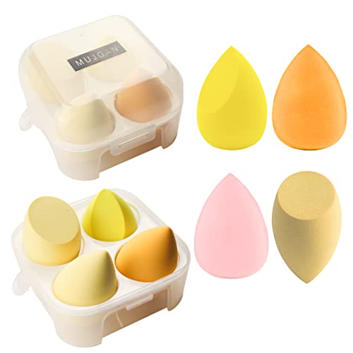4 PCS Makeup Sponge Set with Special Transparent Box (Yellow)