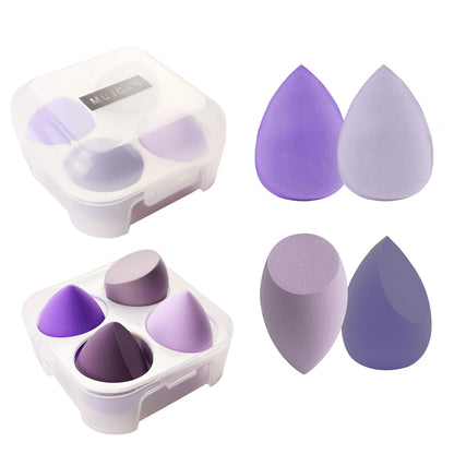 4 PCS Makeup Sponge Set with Special Transparent Box (Purple)