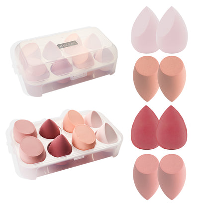 8 PCS Makeup Sponge Set with Special Transparent Box (Pink)