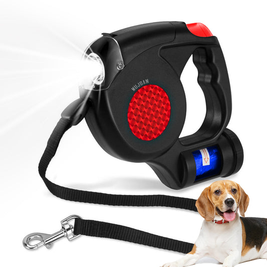 Retractable, Extendable Dog Leash With LED Flashlight & Waste Bag