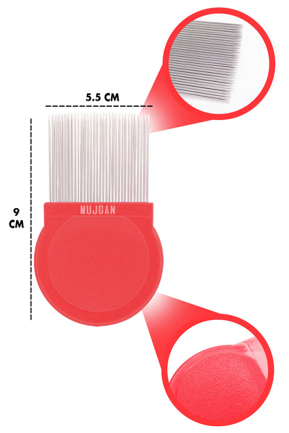 Durable Metal Flea Comb in Red for Pet Grooming