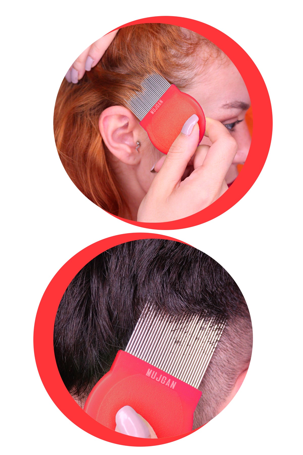 Durable Metal Flea Comb in Red for Pet Grooming